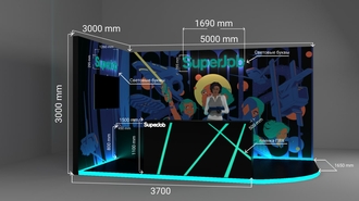 Инфографика 3D планировки интерьера в разрезе, показывающая детали проектирования для дизайн-агентст