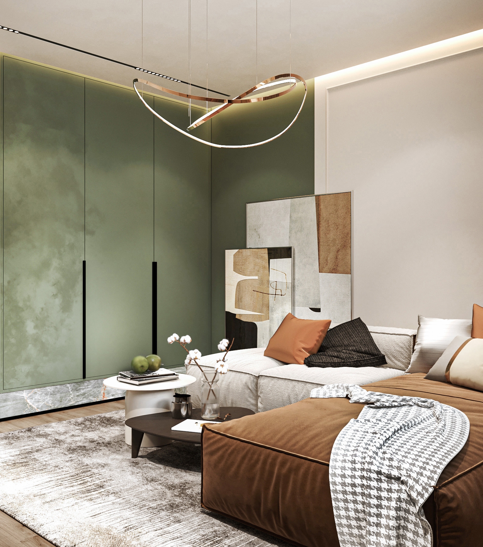 гостиная в стиле неоклассика с элементами арт-деко