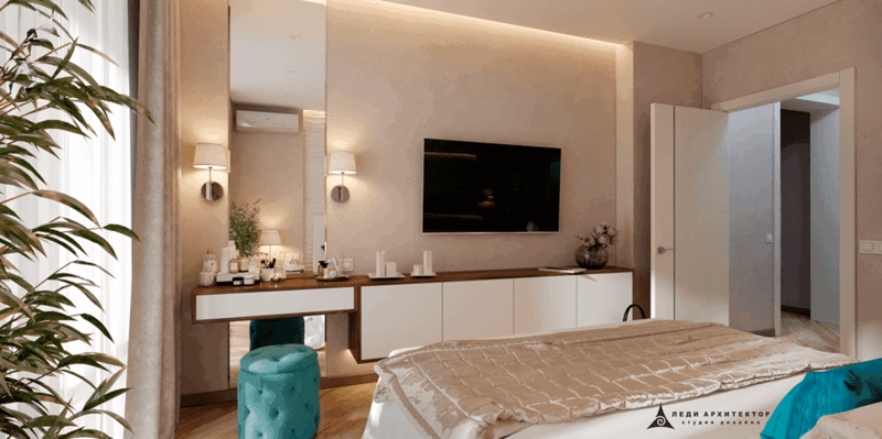 Дизайн современной спальни в ЖК Казансу