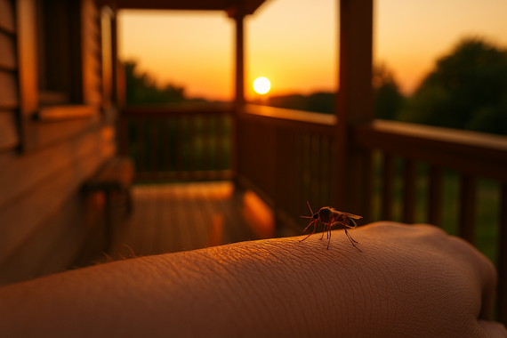 Комар на руке человека