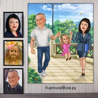 Изображение шаржа-портрета как подарка на 14 лет отношений или свадьбы