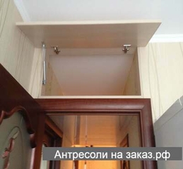 Фотография №40 Антресоль на кухню дверцы на механизме клок цвет бежевый открытая