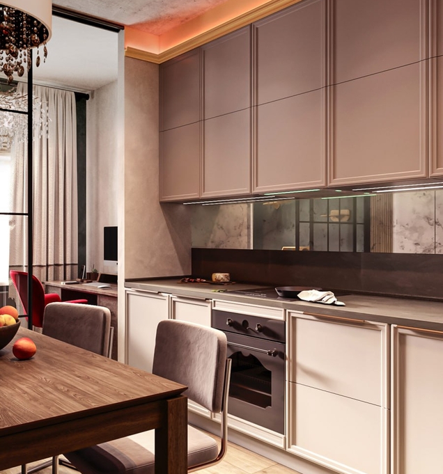 индустриальный интерьер с неоном