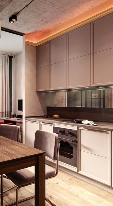 индустриальный интерьер с неоном