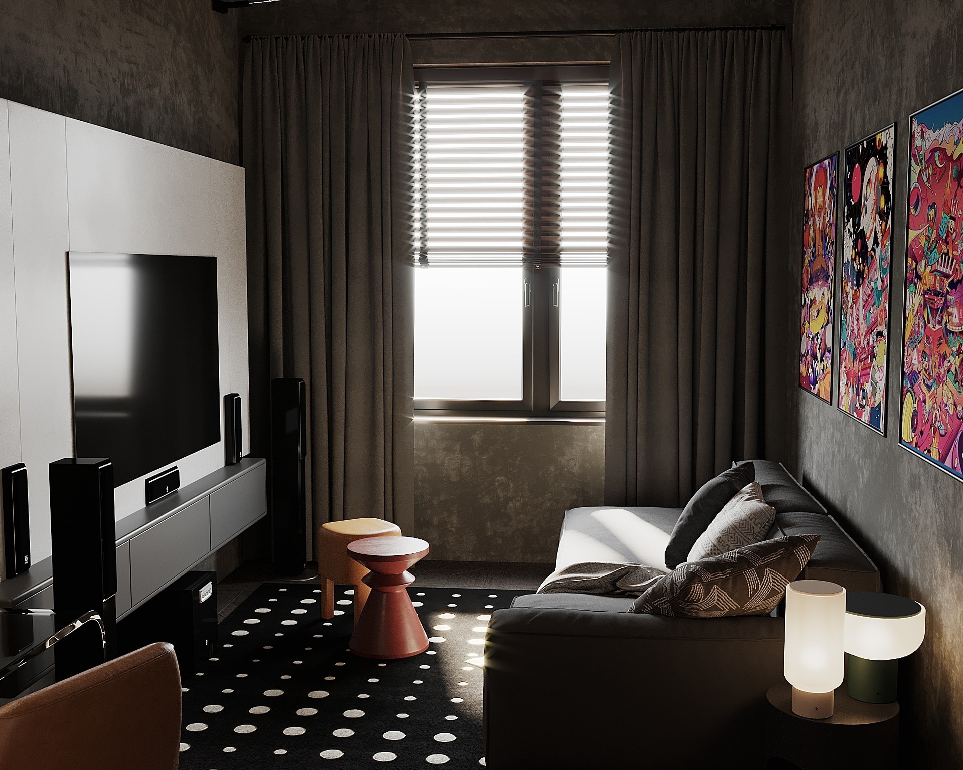 лаундж гостиная в стиле лофт