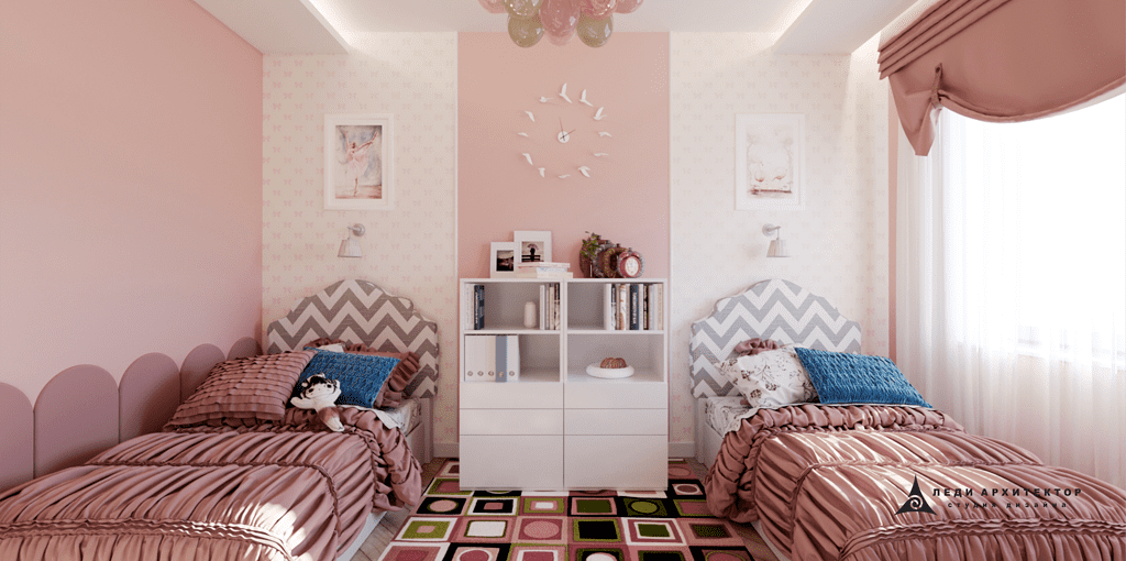 Красивая спальня для двух девочек в ЖК Вишневый Сад