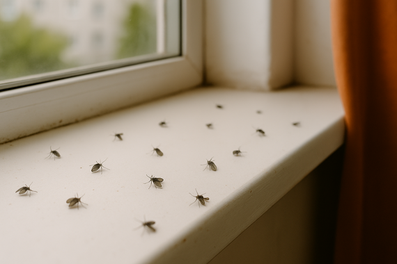 Мошки на подоконнике
