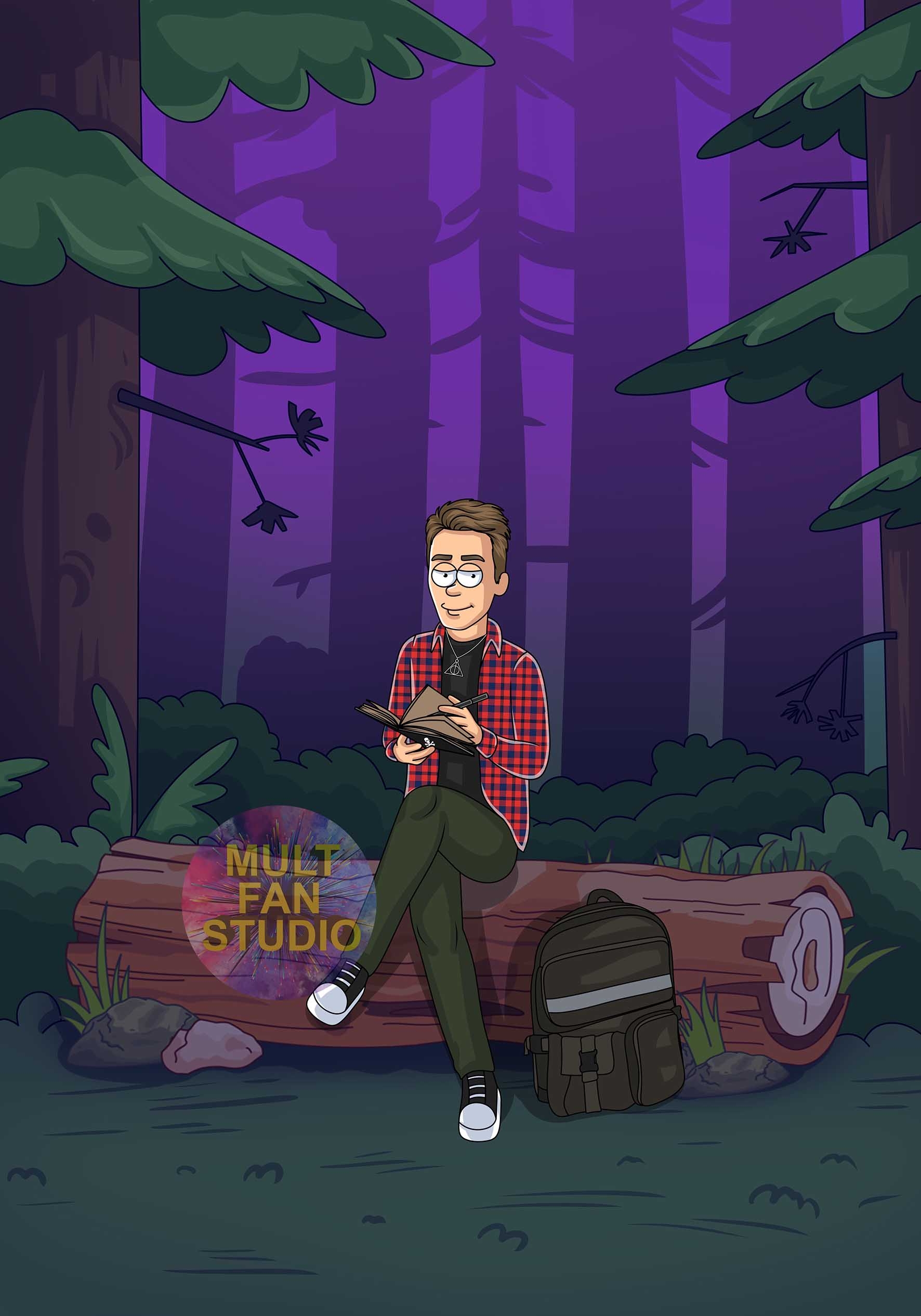Портрет аватарка в мультяшном стиле Gravity Falls 