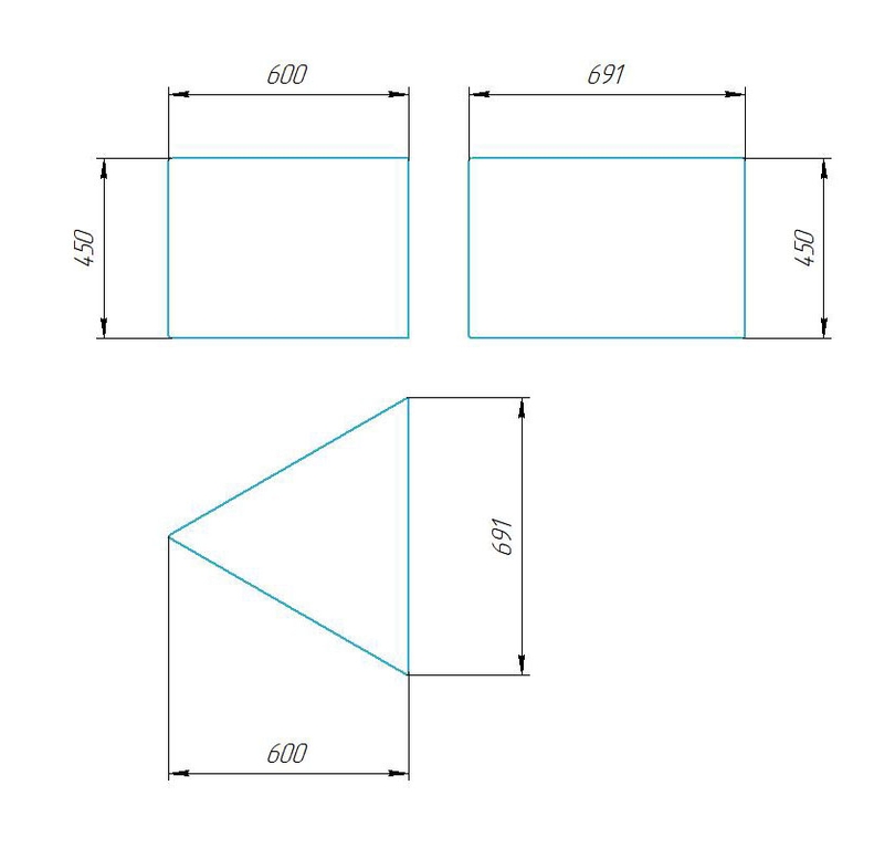 Чертёж размеров и формы кашпо