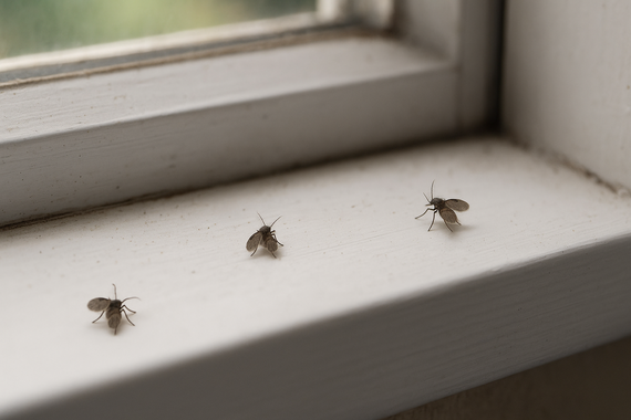 Мошки на подоконнике