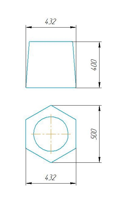 Чертёж размеров и формы кашпо