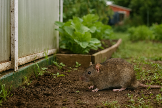 Крыса возле теплицы