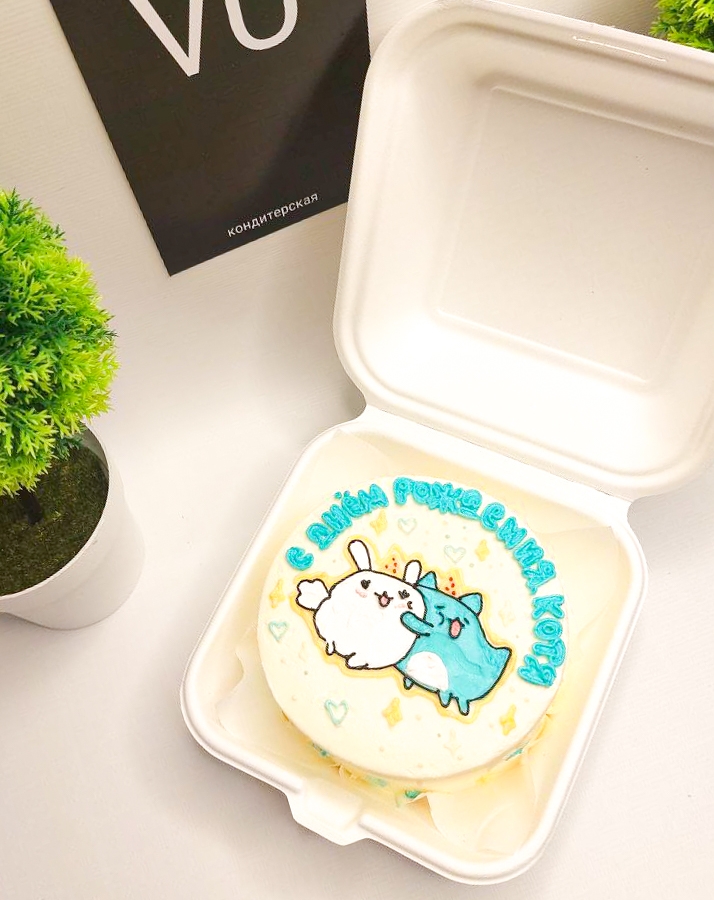 бенто-торт на день рождение с надпись и красивым рисунком