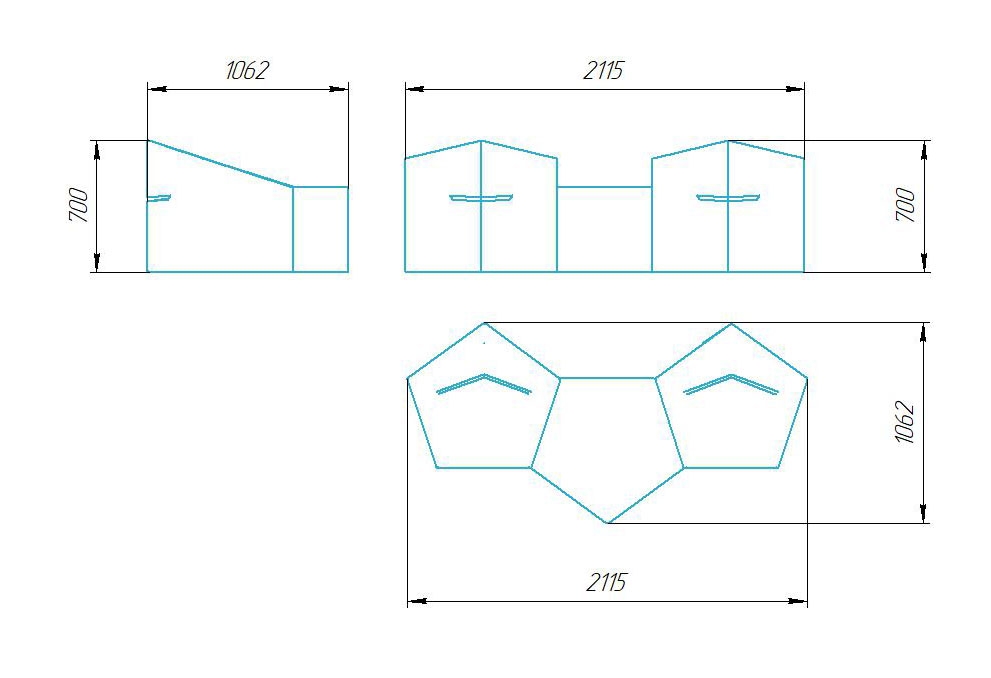 Чертёж размеров и формы кашпо