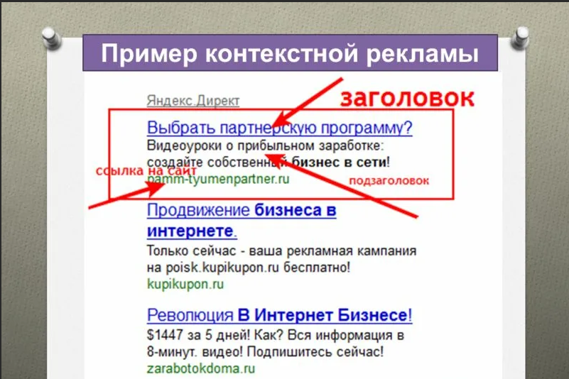Контекстная реклама — это объявления, выходящие по запросу клиента на сайтах ваших партнеров. 