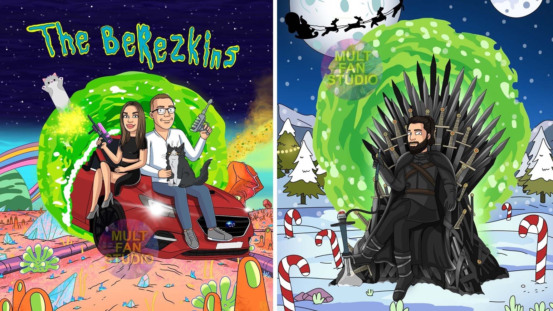 Пример мультяшного портрета в стиле Rick and Morty, созданного по фотографии