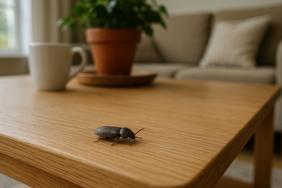 Жуки на столе в гостиной