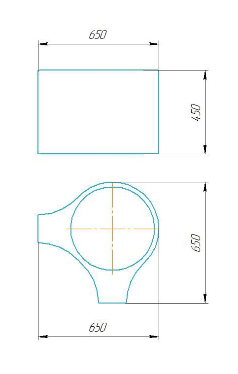 Чертёж размеров и формы кашпо