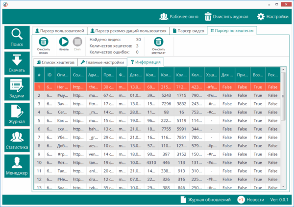 Парсер по хештегам