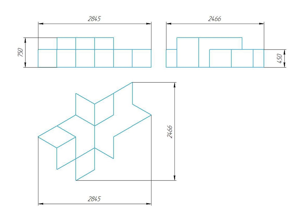Чертёж размеров и формы кашпо
