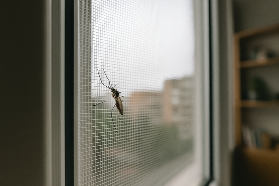 Комар на москитной сетке