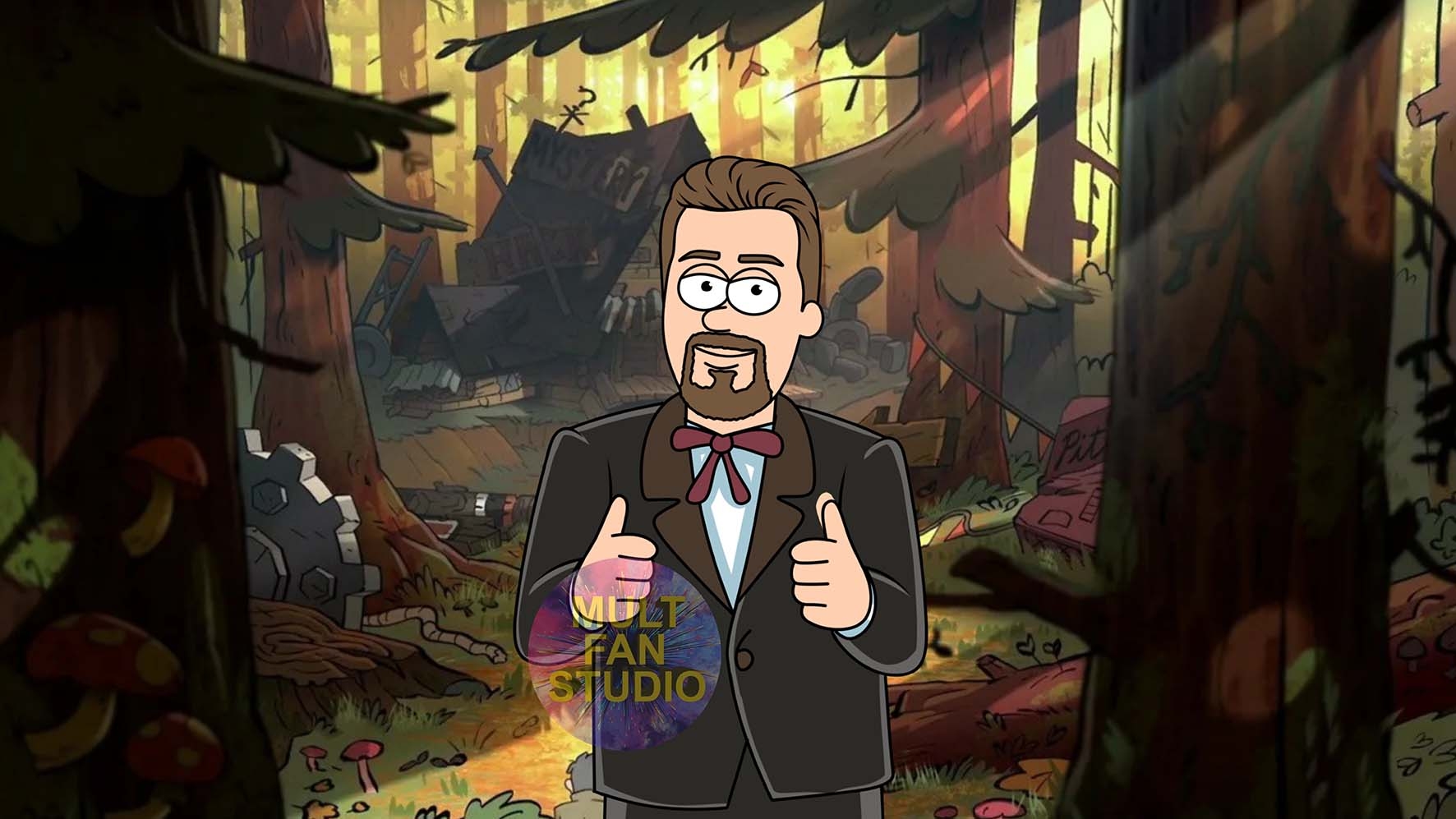 Портрет для друзей в мультяшном стиле Gravity Falls 