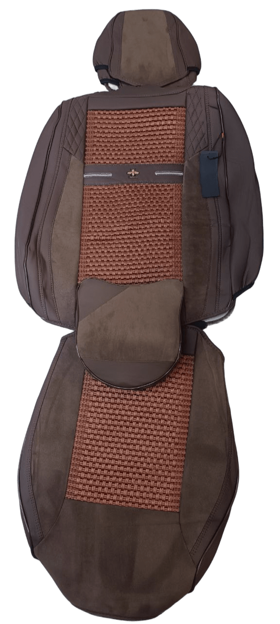 Шоколадные каркасные авточехлы с сетчатым центром  