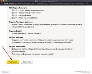 Разрешения для Яндекс.Метрики