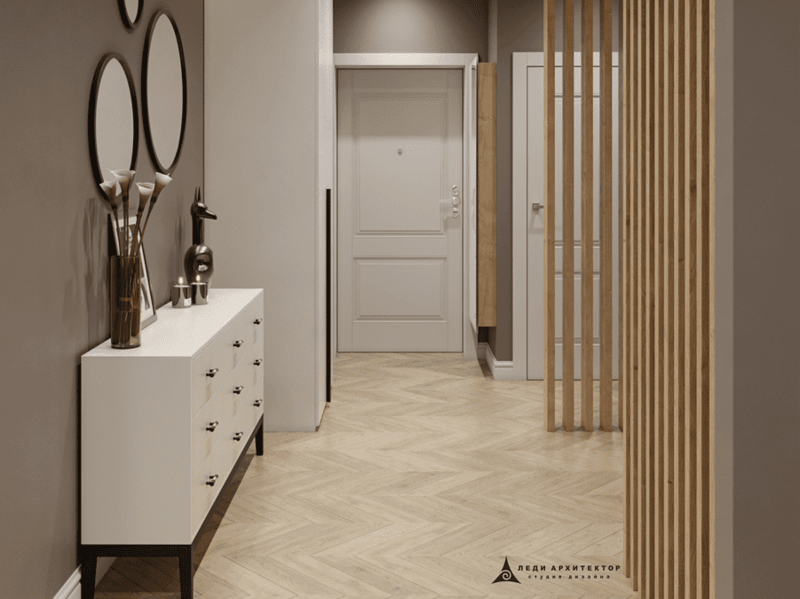 Современный интерьер прихожей в ЖК Столичный