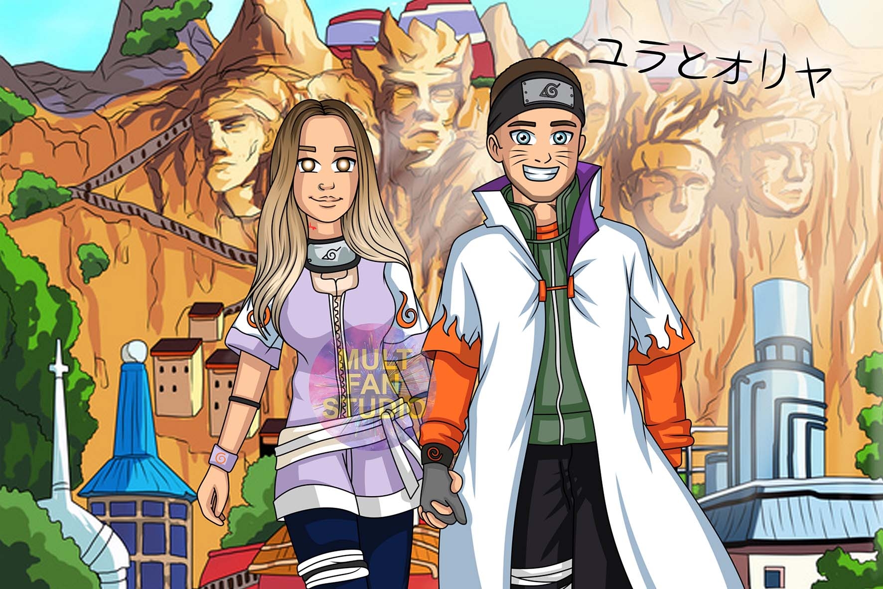 Портрет для семьи в мультяшном стиле Аниме Наруто-Naruto