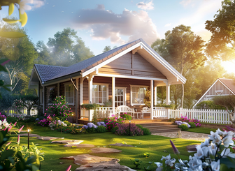 Готовый одноэтажный каркасно-щитовой дом с отделкой и навесом в Краснодаре