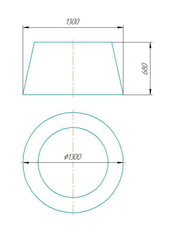 Чертёж размеров и формы кашпо