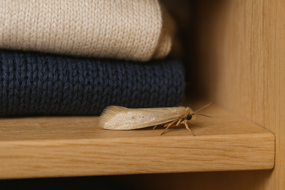 Моль на полке с одеждой