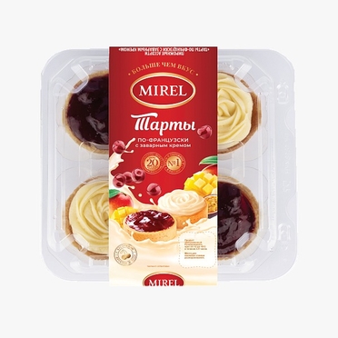 Замороженное пирожное ассорти "Тарты по-французски" с заварным кремом 280 гр. MIREL ООО Гермиона