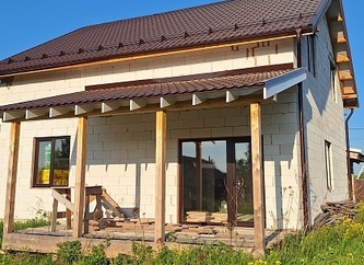 Изготовление и установка примыкающего навеса к дому в Уфе, Уфимском районе от АктивСтрой