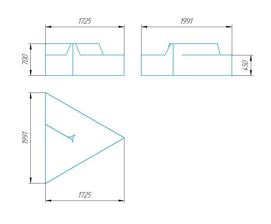 Чертёж размеров и формы кашпо