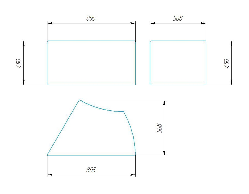 Чертёж размеров и формы кашпо