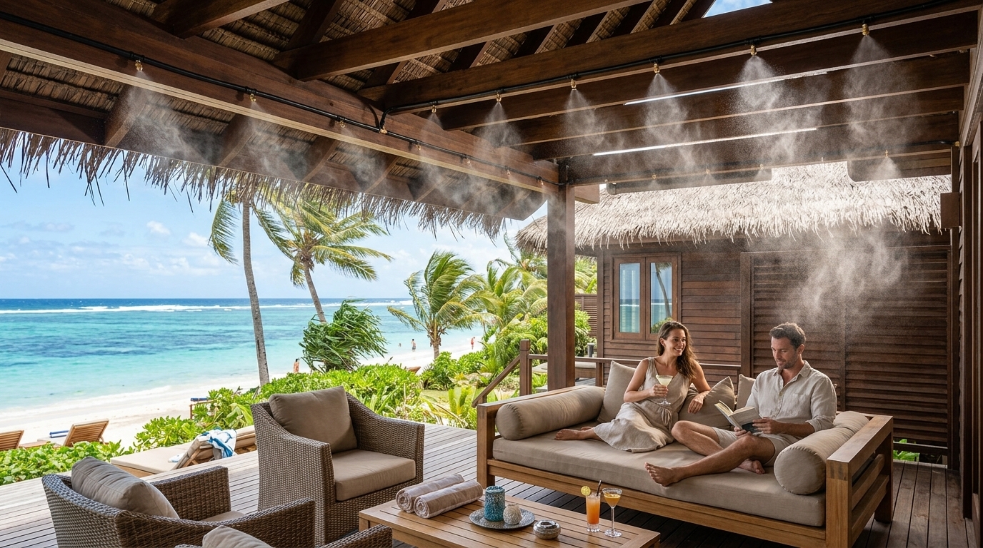 система холодного тумана для охлаждения летней террасы у моря