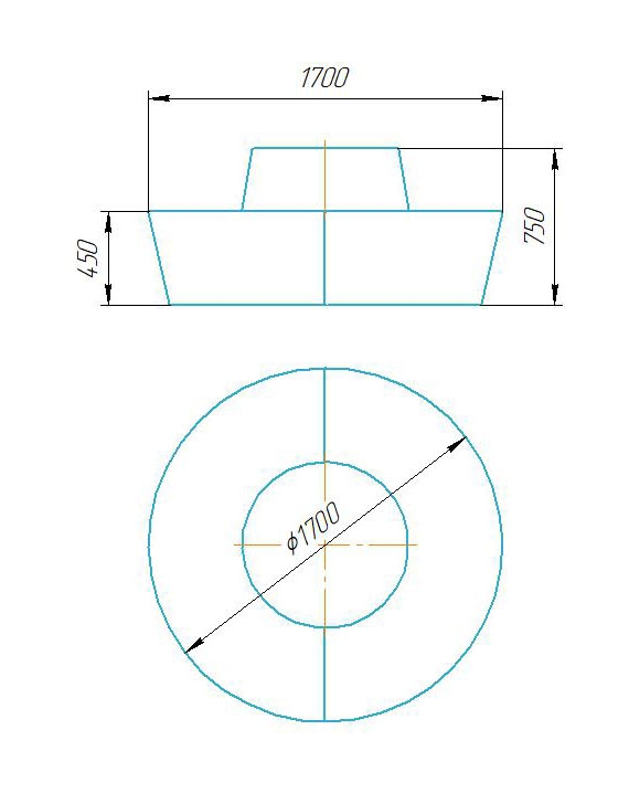 Чертёж размеров и формы кашпо