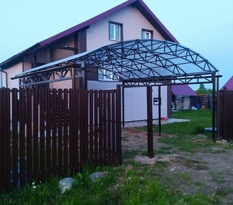 Проектирование, производство, монтаж навеса с арочной крышей в Уфе от компании "АктивСтрой"