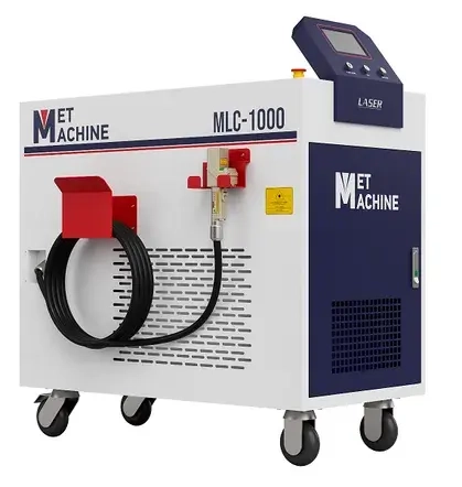Аппарат ручной лазерной очистки METMACHINE MLC-1000 – белое оборудование с синими элементами