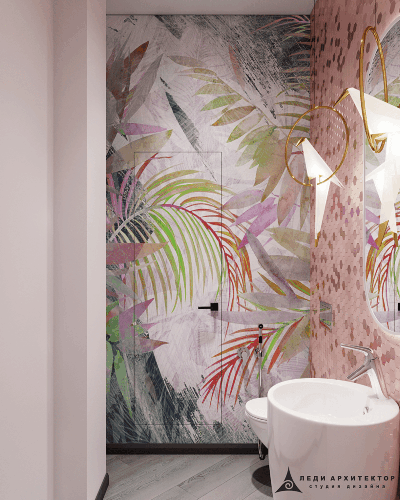 Дизайн санузла с потайной дверью в женском клубе Halva