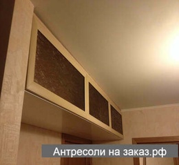 Фотография №27 Антресоль с бежевой МДФ рамкой (стекло) рельефная