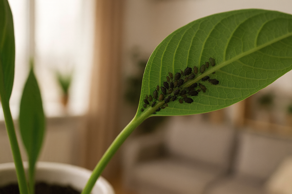 Тля на листе растения