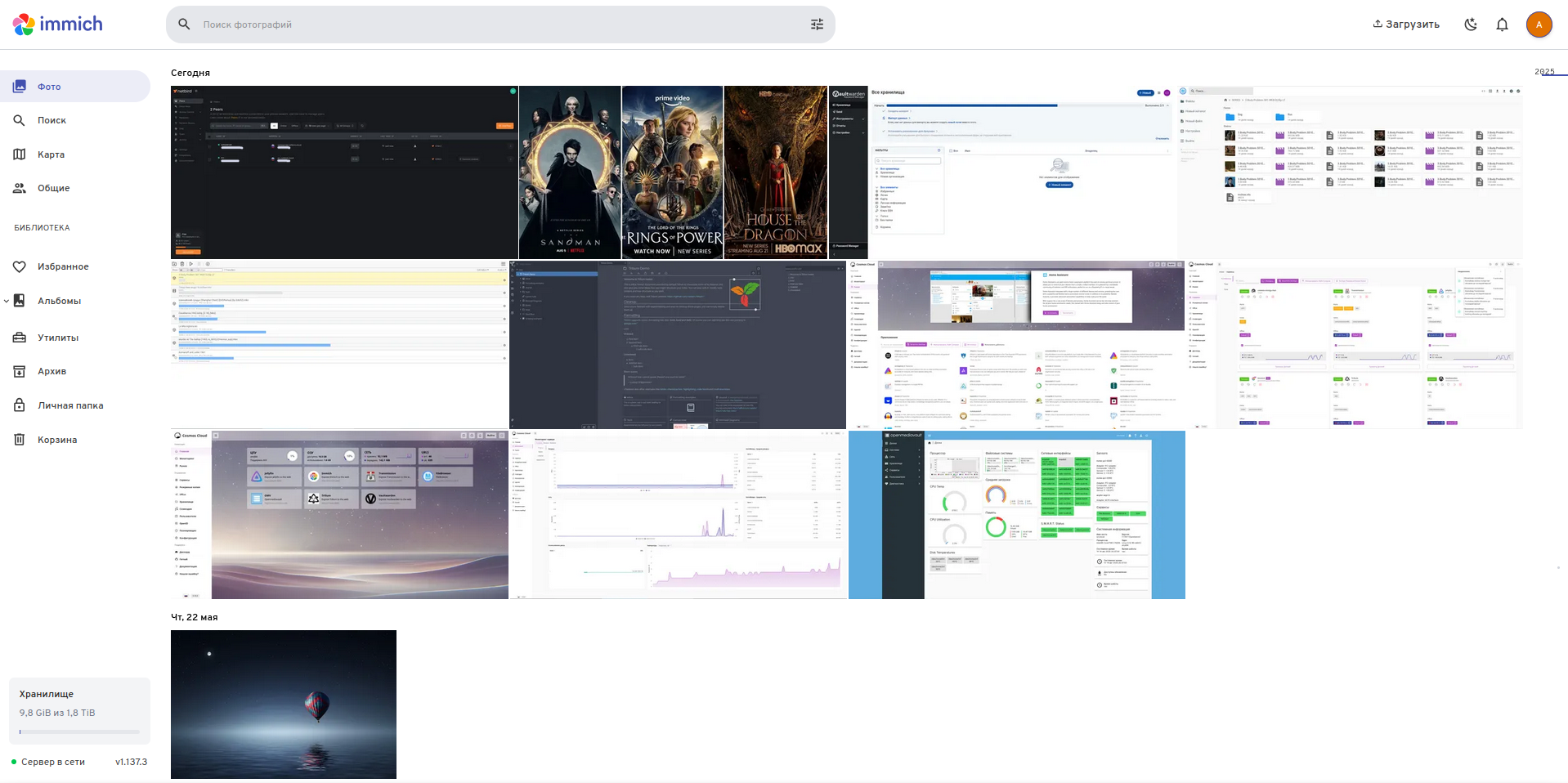 Immich приложение для управления фото в мини-сервере SOHOserver