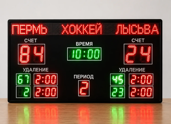 Светодиодное табло для хоккея 135х85_15х4_10х25S128х16