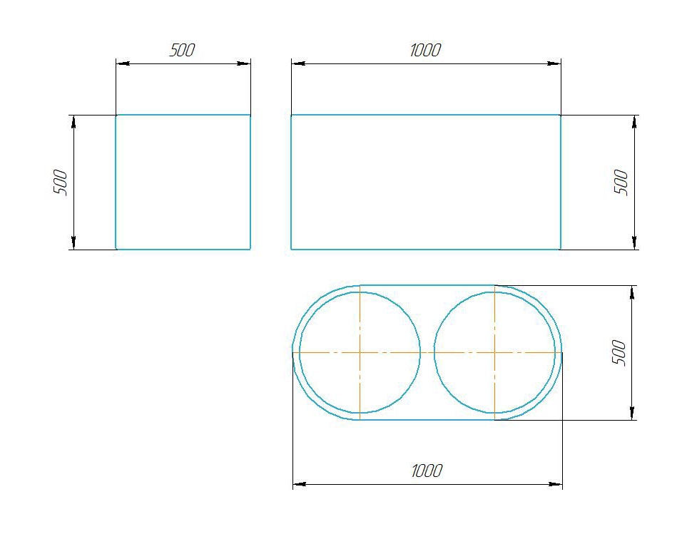 Чертёж размеров и формы кашпо