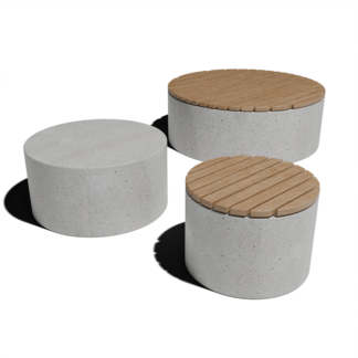 Круглые лавочки и скамейки из архитектурного бетона