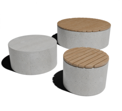 Круглые лавочки и скамейки из архитектурного бетона