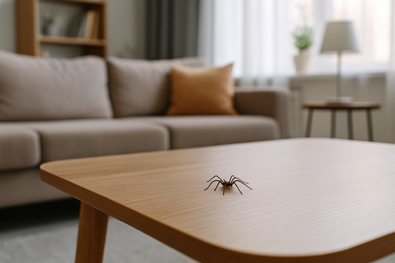 Паук на столике в гостиной